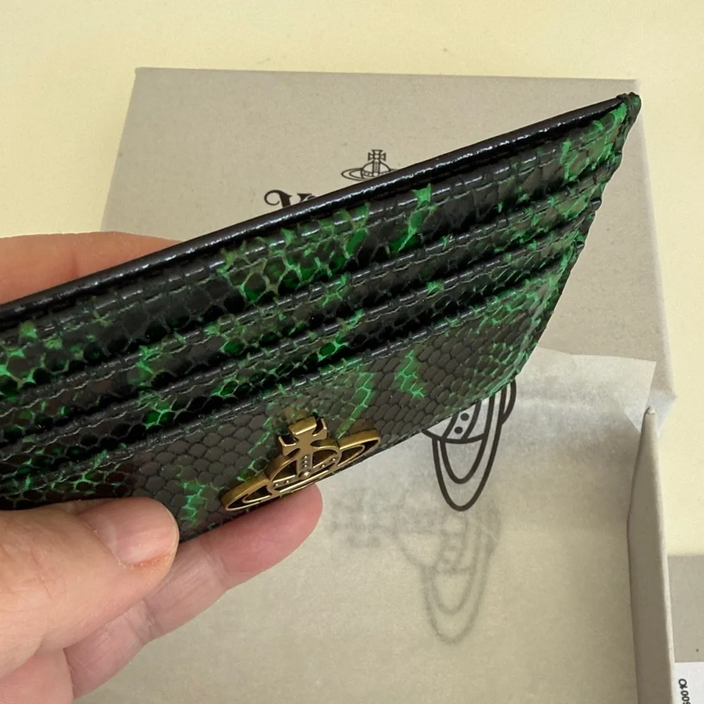 Vivienne Westwood Snakeskin Green Card Holder - Picture 3 of 10